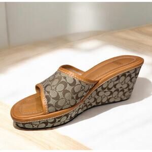 Y2K Coach P226 Connie Open Toe Signature Wedge Mule Size 8.5B